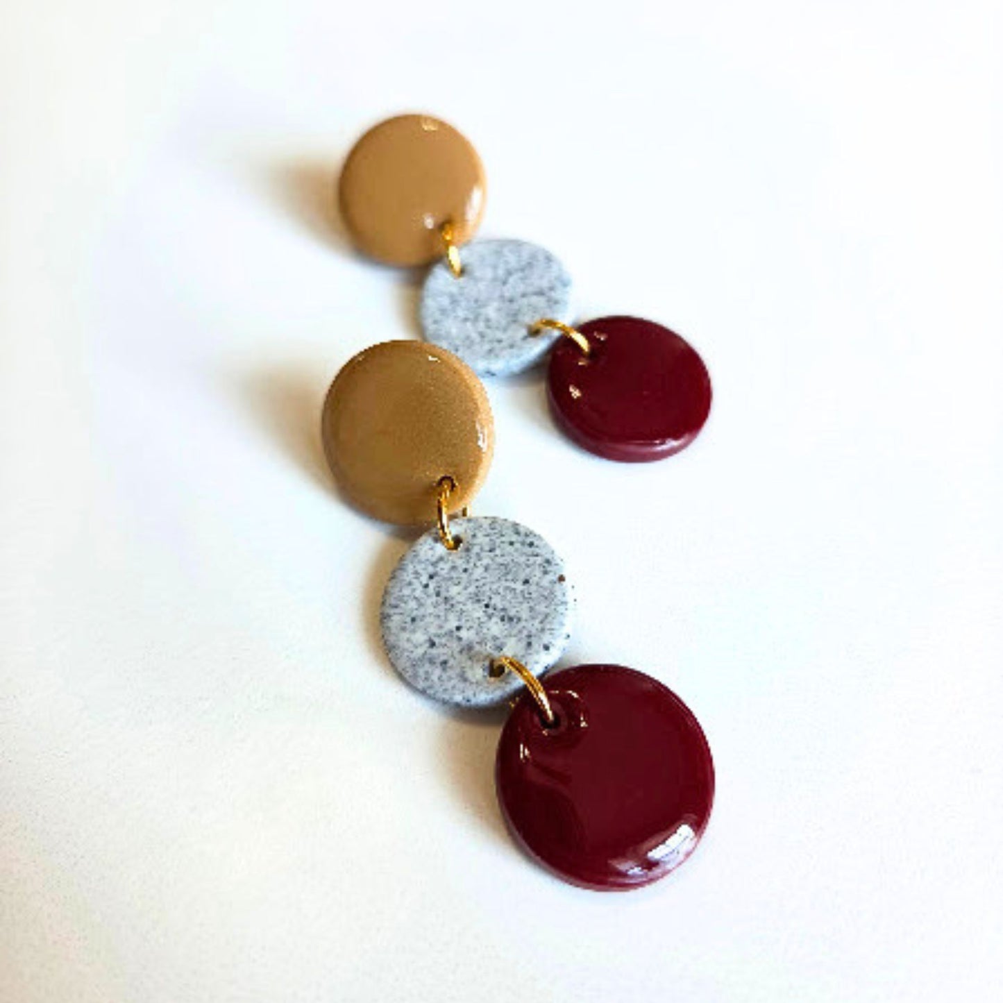 Red Natural Geometric Dangle Earring - The Pierre