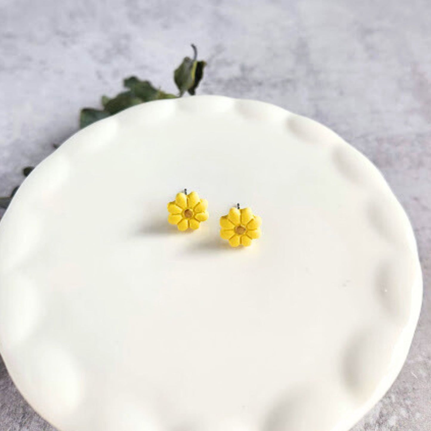Yellow Flower Polymer Clay Stud Earrings