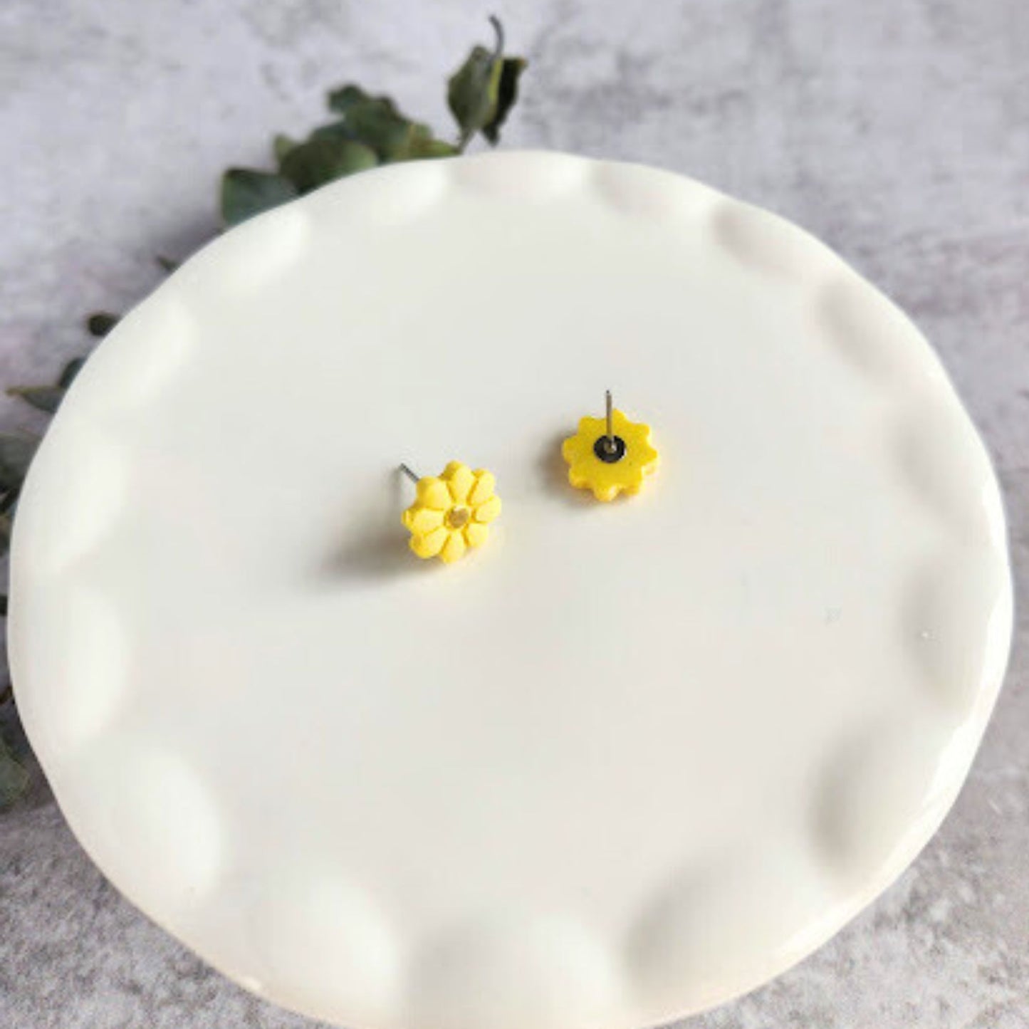 Yellow Flower Polymer Clay Stud Earrings