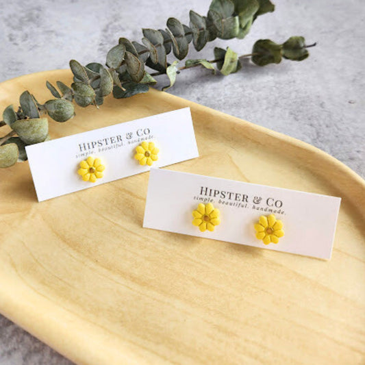 Yellow Flower Polymer Clay Stud Earrings