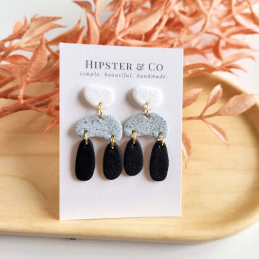 Black, White, and Grey Abstract Earrings