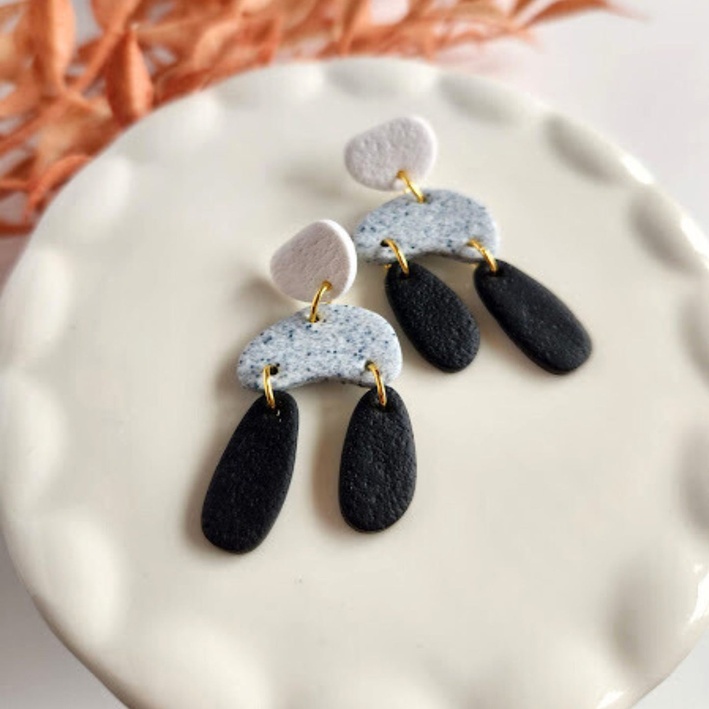 Black, White, and Grey Abstract Earrings