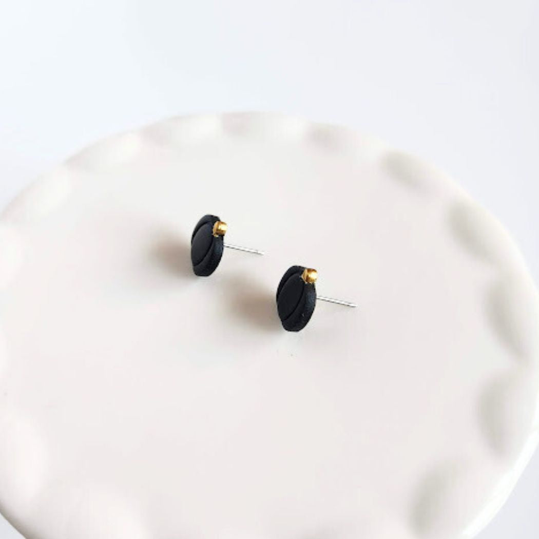 Black Pumpkin Polymer Clay Stud Earrings