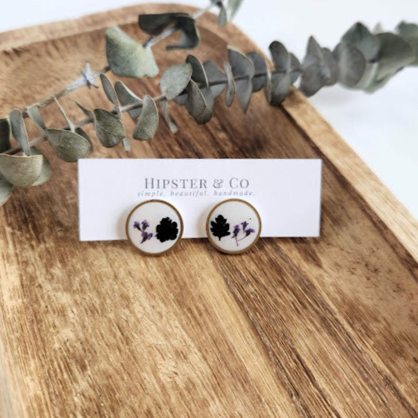 Round Floral Polymer Clay Stud Earrings