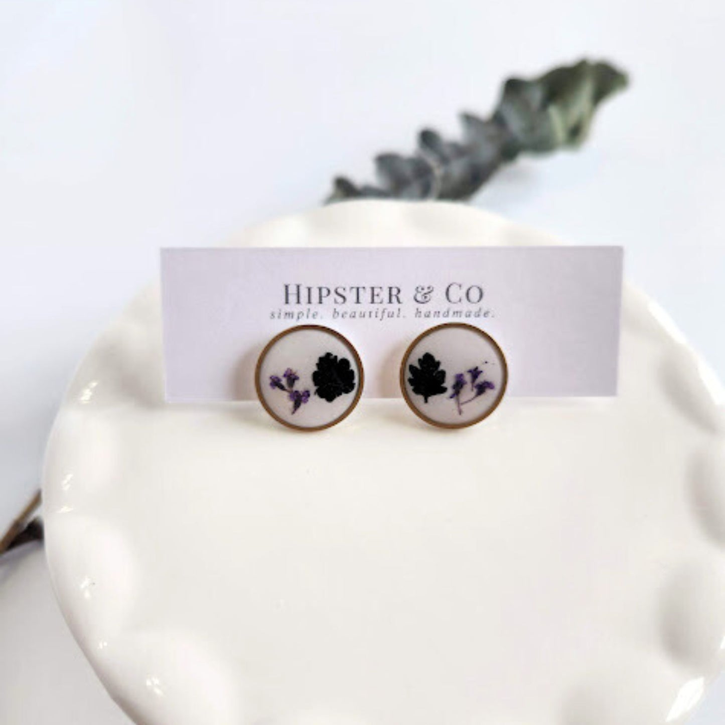 Round Floral Polymer Clay Stud Earrings