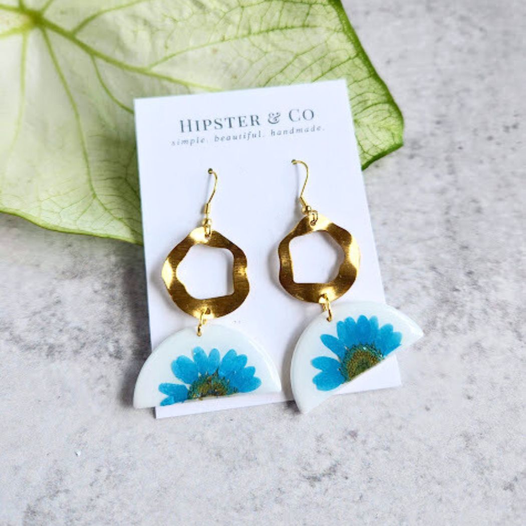 Geometric Floral Polymer Clay Earrings