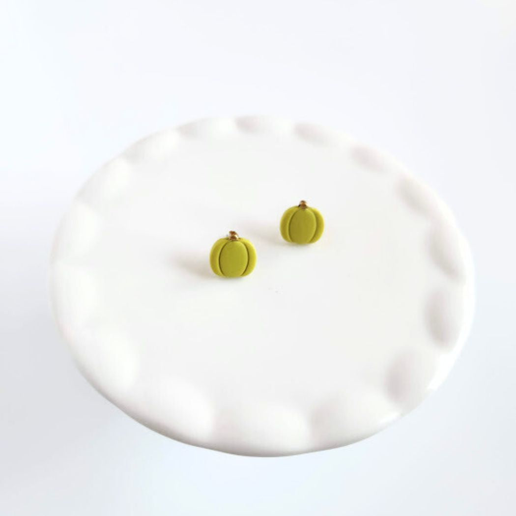 Citron Pumpkin Polymer Clay Stud Earrings