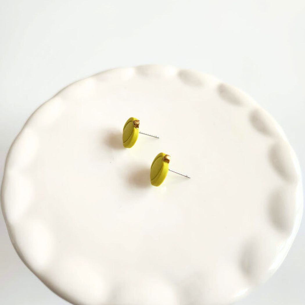 Citron Pumpkin Polymer Clay Stud Earrings