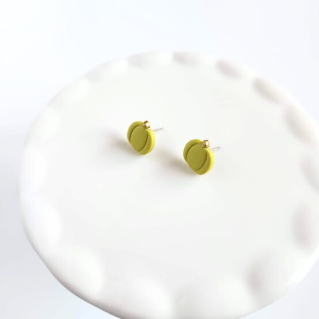 Citron Pumpkin Polymer Clay Stud Earrings