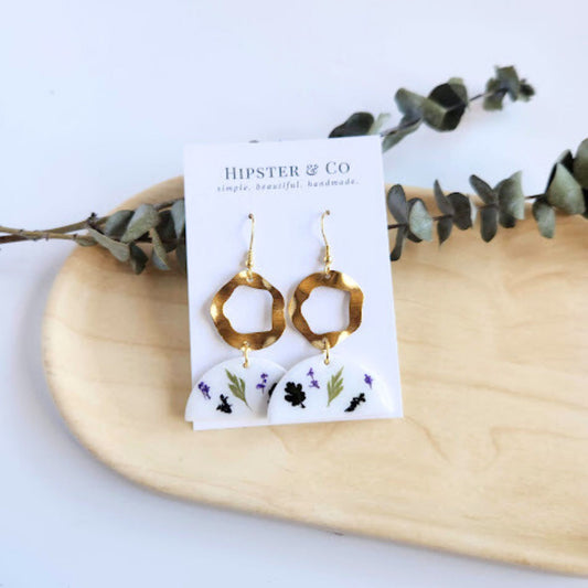 Geometric Floral Polymer Clay Earrings