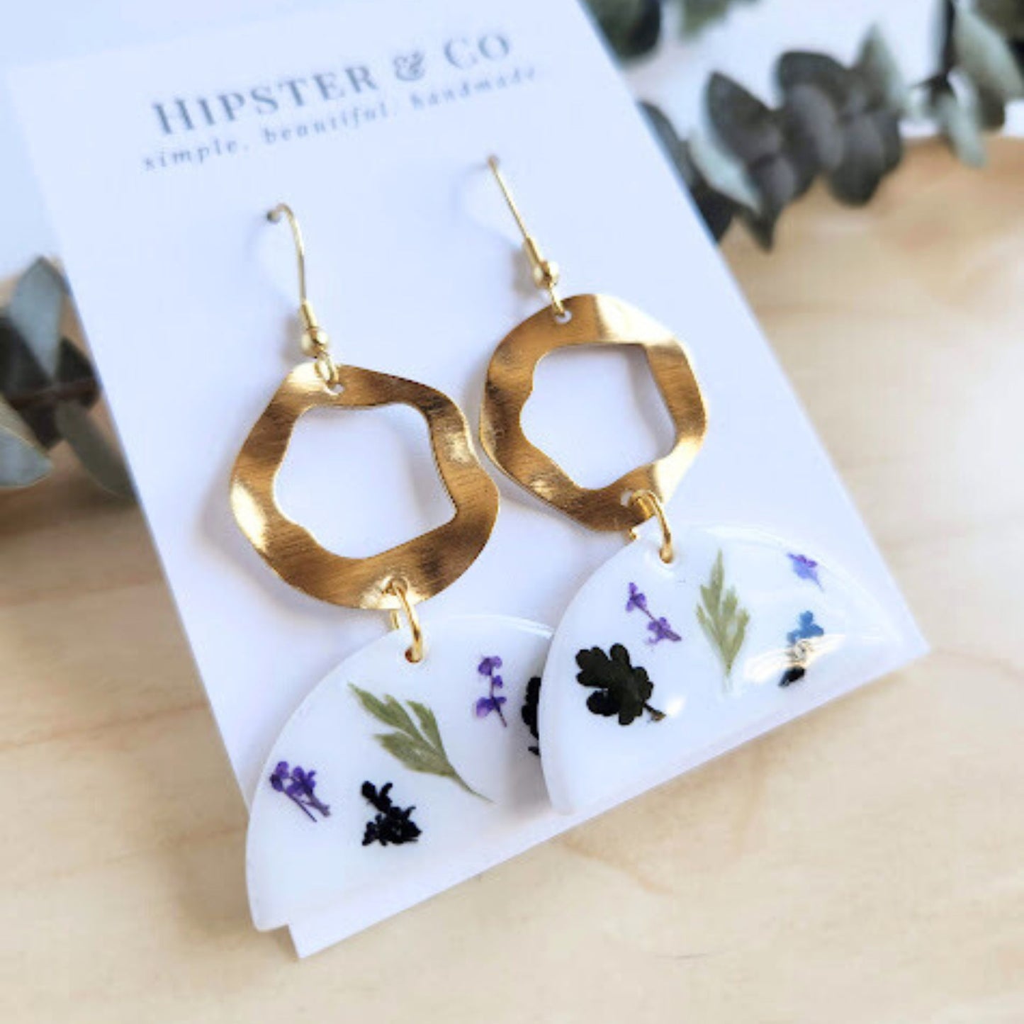 Geometric Floral Polymer Clay Earrings
