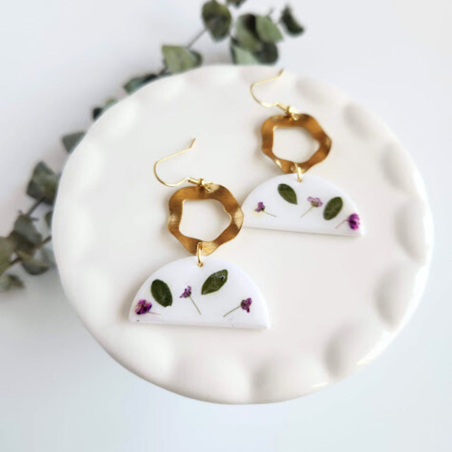 Geometric Floral Polymer Clay Earrings