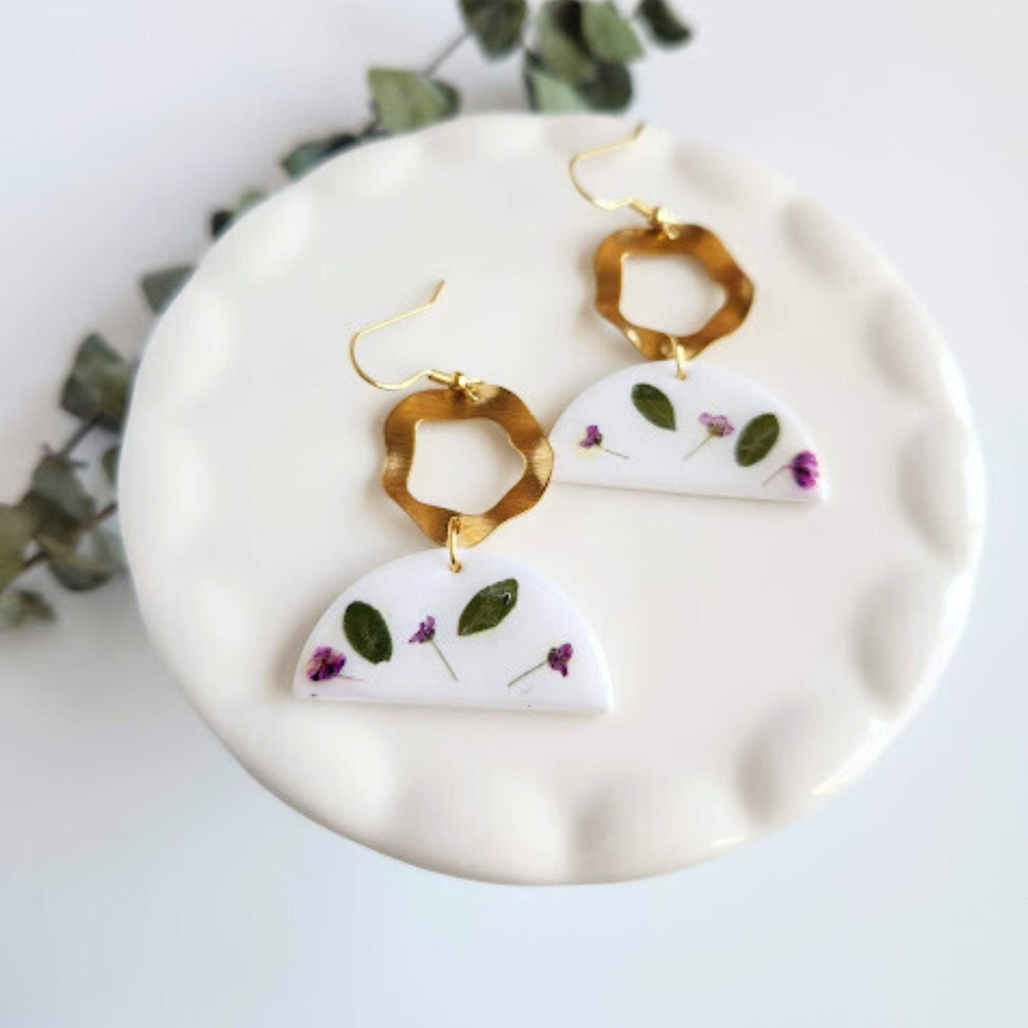 Geometric Floral Polymer Clay Earrings