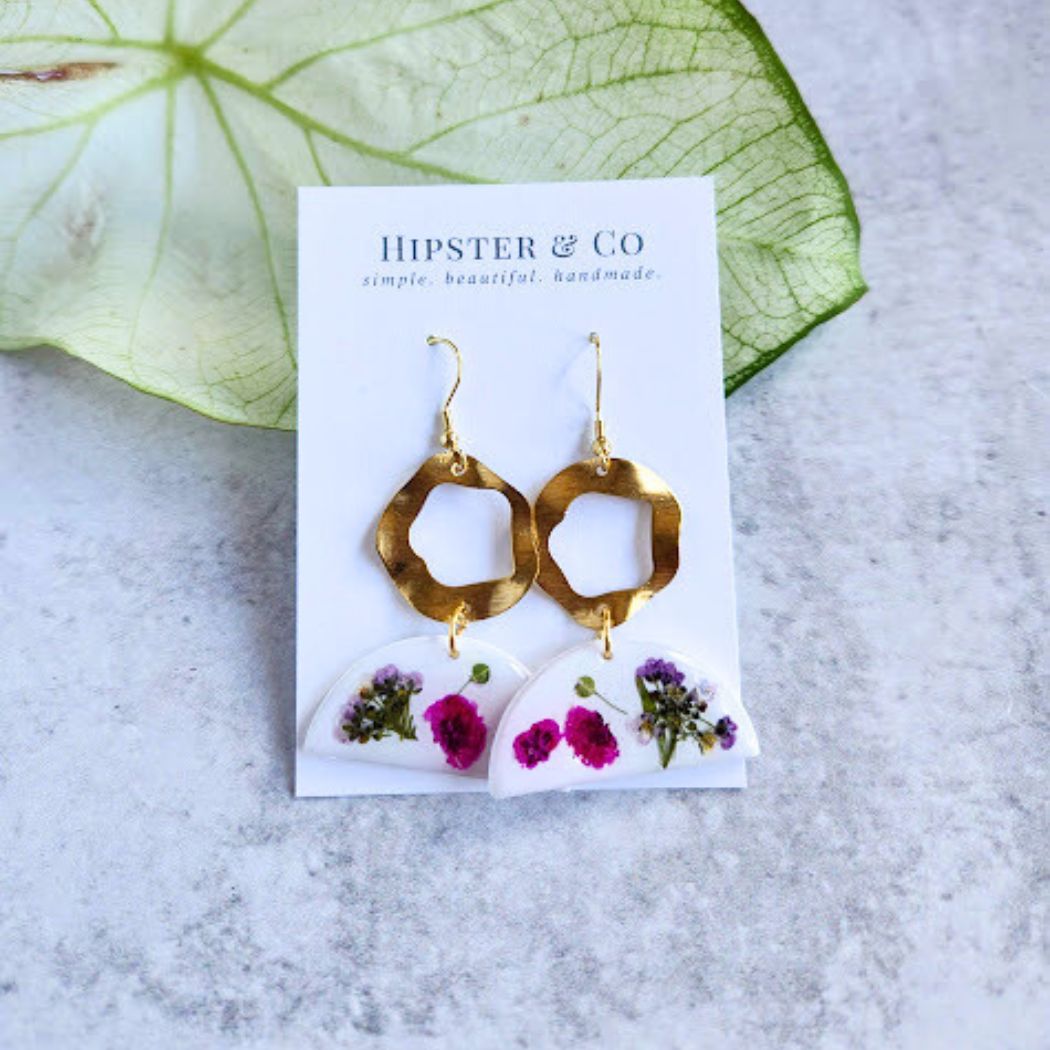 Geometric Floral Polymer Clay Earrings