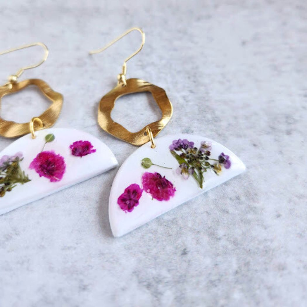Geometric Floral Polymer Clay Earrings