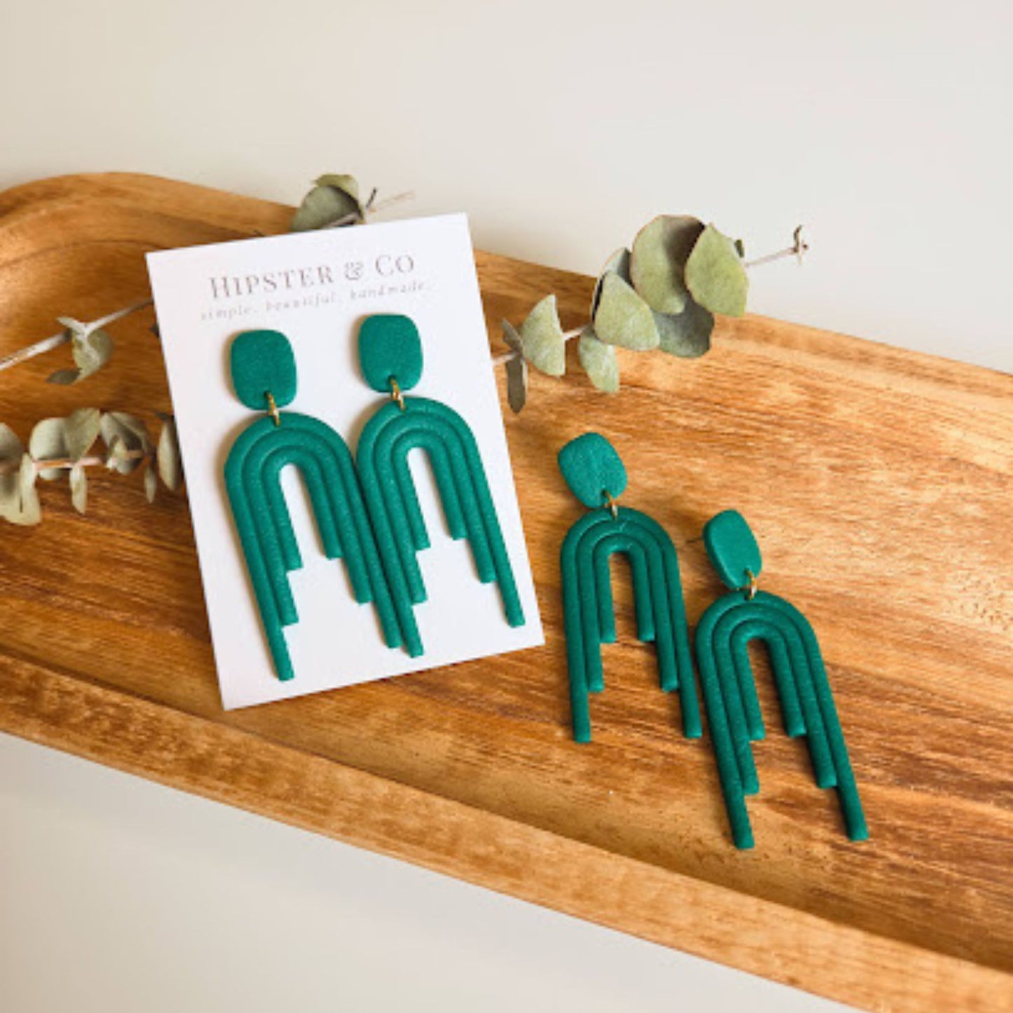 Green Dangle Polymer Clay Earrings