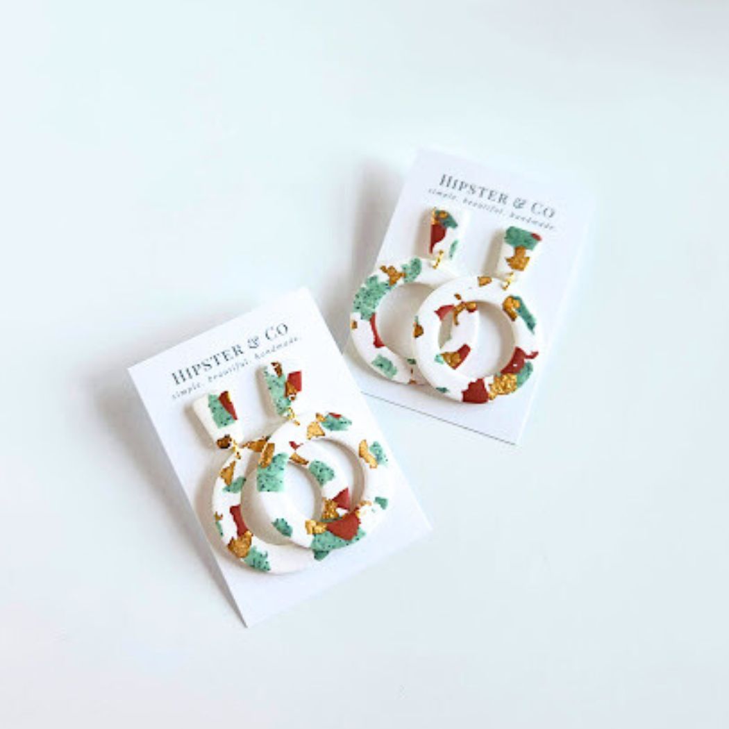 The Kens Polymer Clay Dangle Earrings in Terracotta