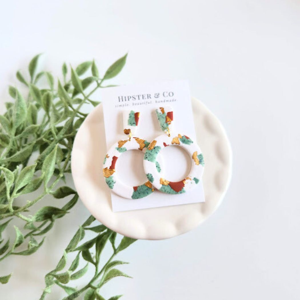 The Kens Polymer Clay Dangle Earrings in Terracotta