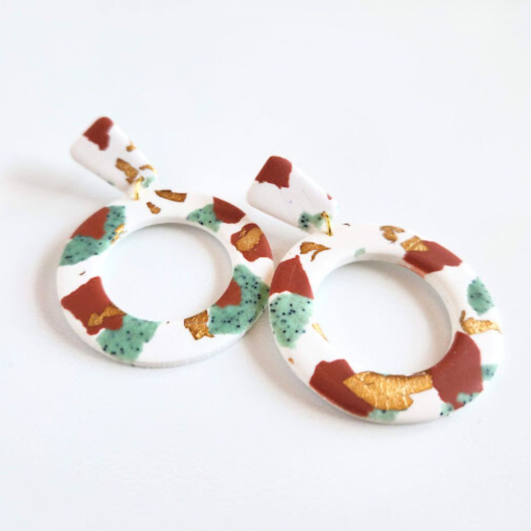 The Kens Polymer Clay Dangle Earrings in Terracotta