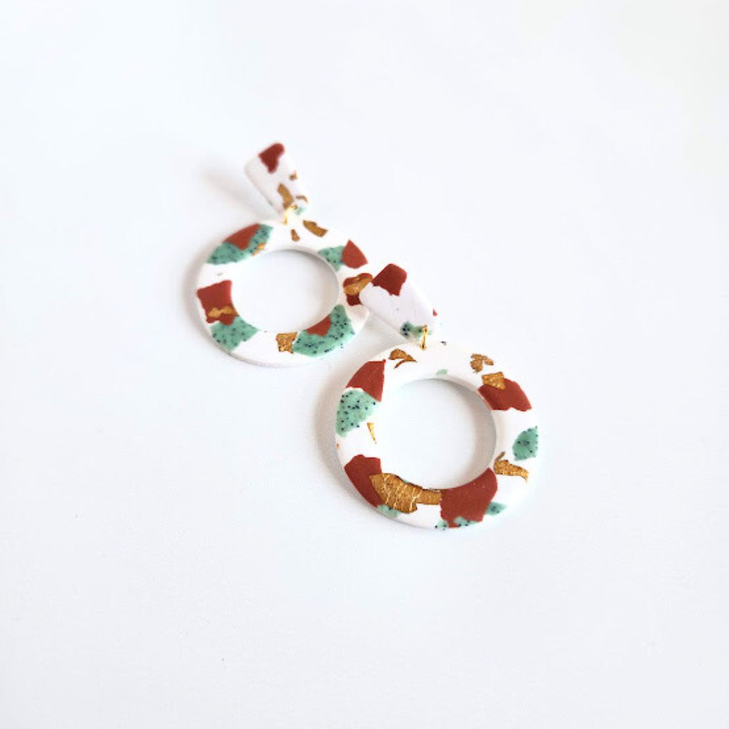 The Kens Polymer Clay Dangle Earrings in Terracotta