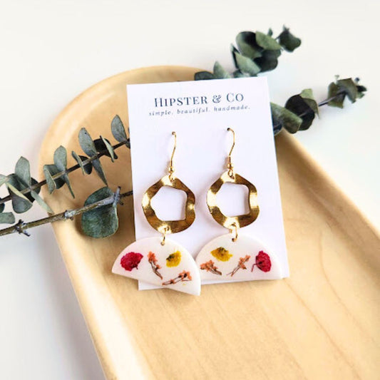 Geometric Floral Polymer Clay Earrings