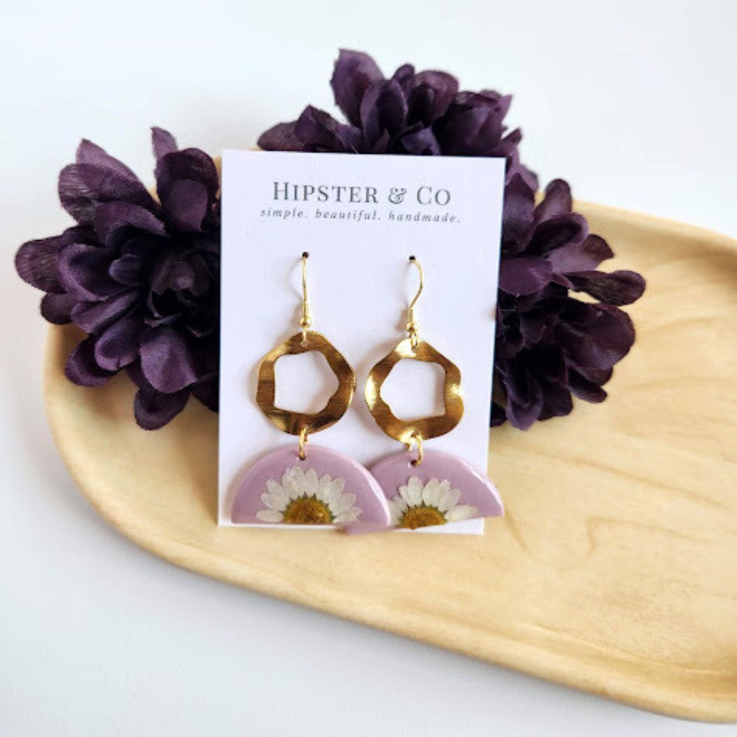 Geometric Floral Polymer Clay Earrings