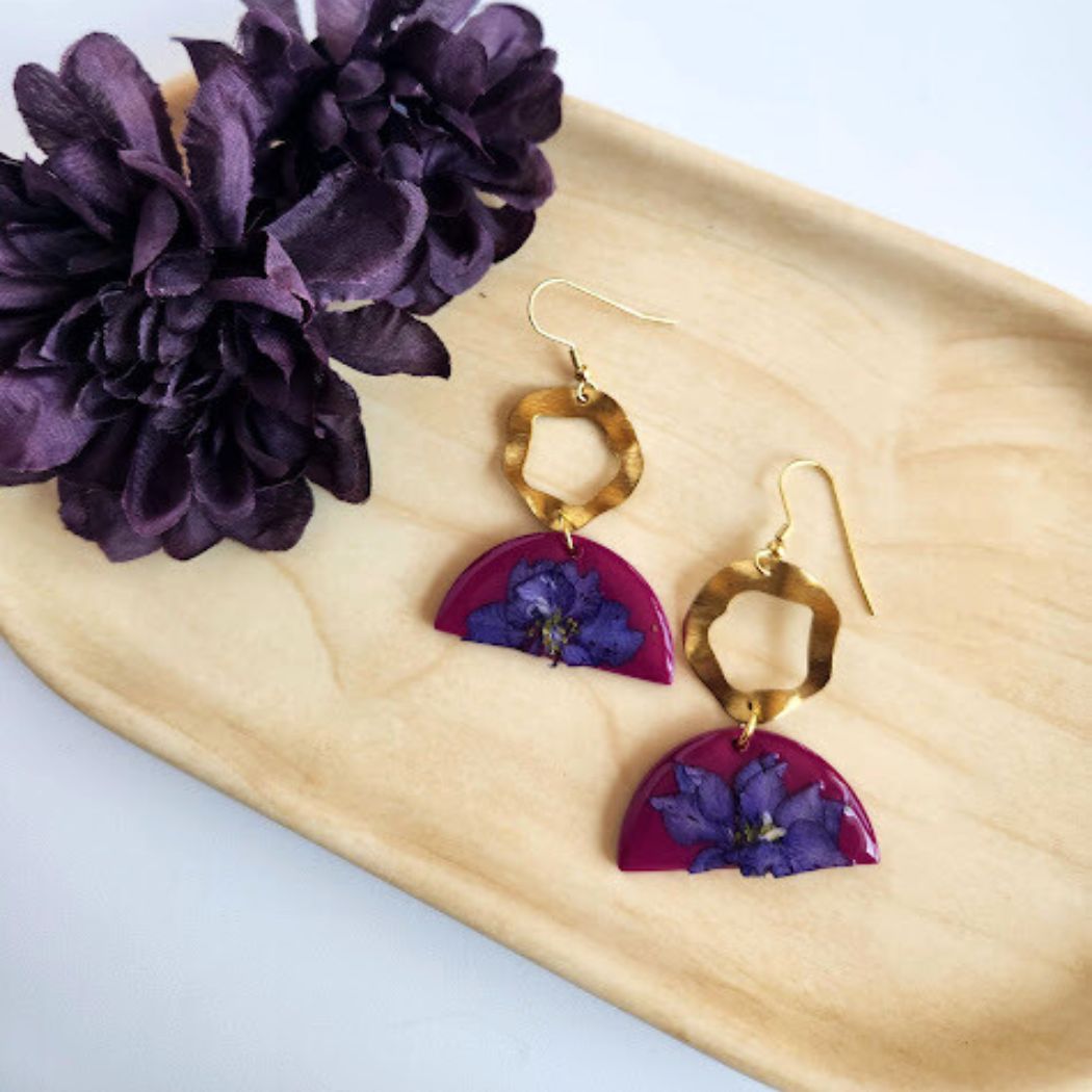 Geometric Floral Polymer Clay Earrings