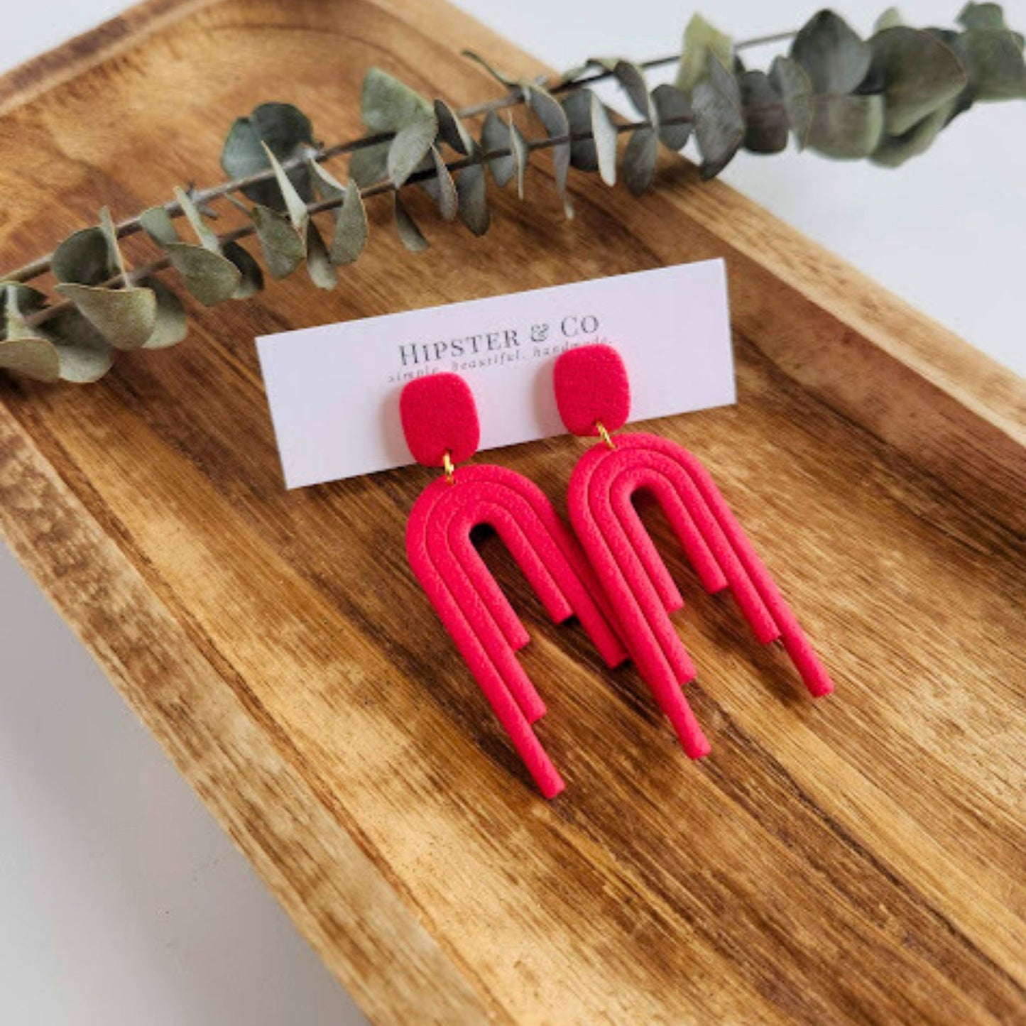 Raspberry Clip-on Polymer Clay Dangle Earrings