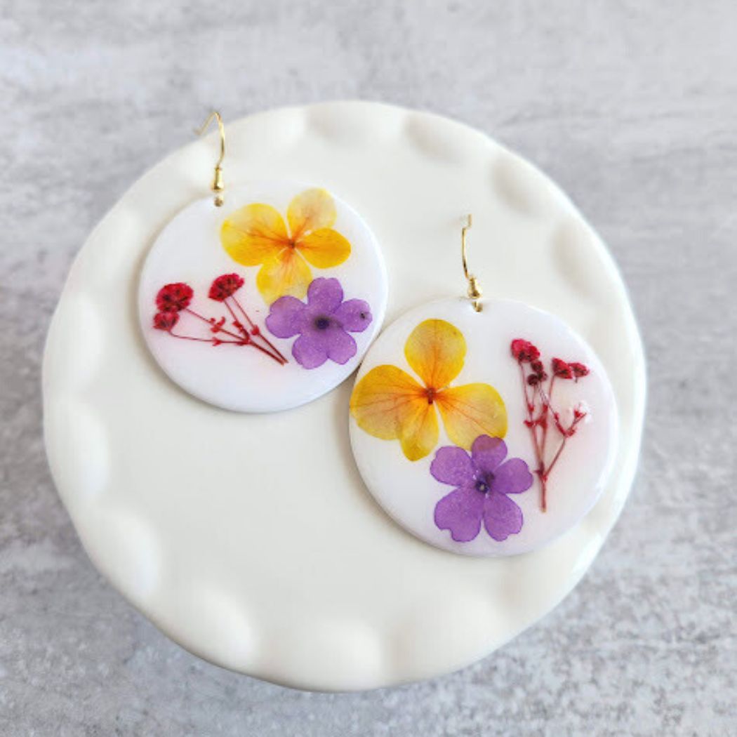 Round Floral Earrings