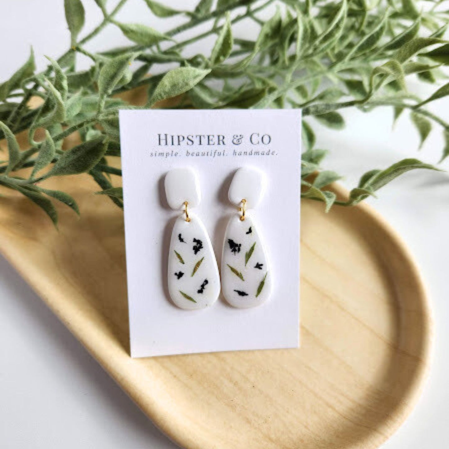 Teardrop Floral Polymer Clay Earrings