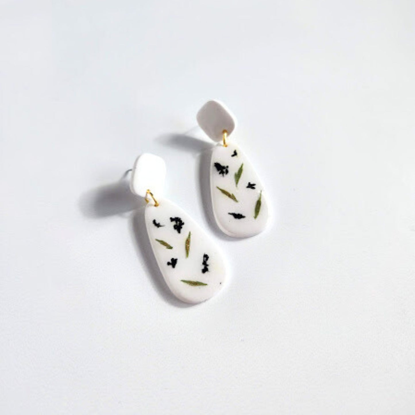 Teardrop Floral Polymer Clay Earrings