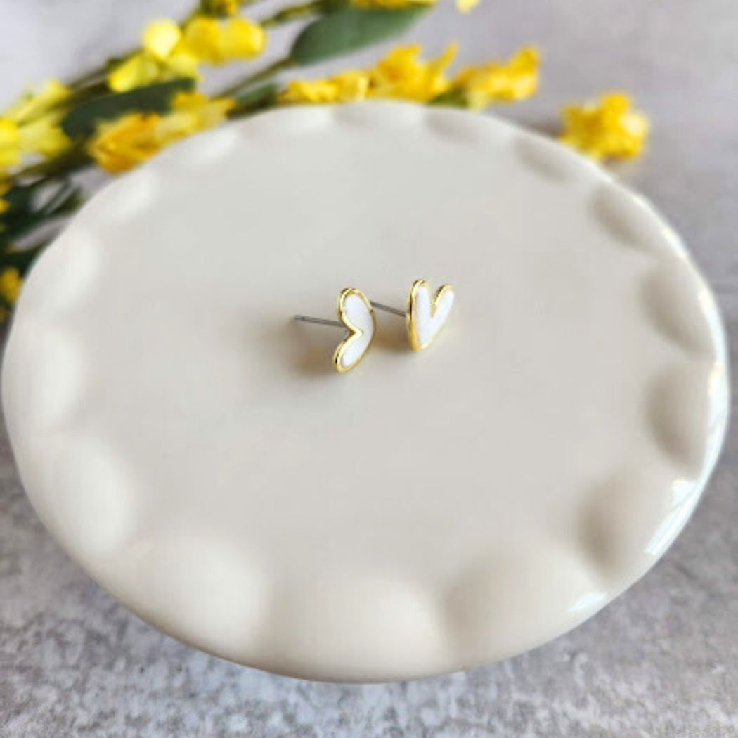 White Polymer Clay and Metal Stud Earrings