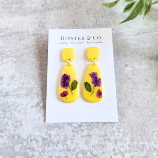 Teardrop Floral Polymer Clay Earrings