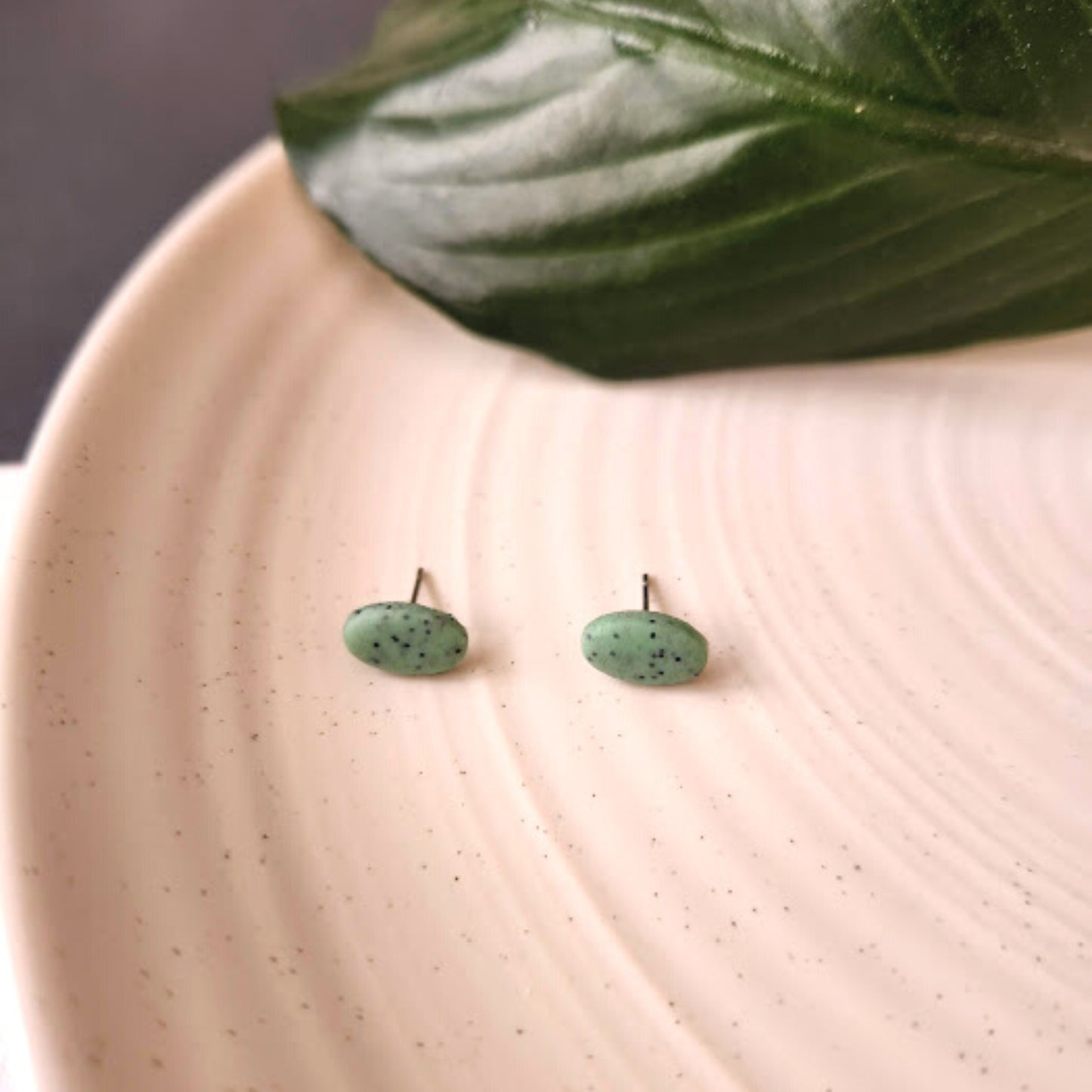 The Enza Mint Colored Oval Polymer Clay Stud Earrings