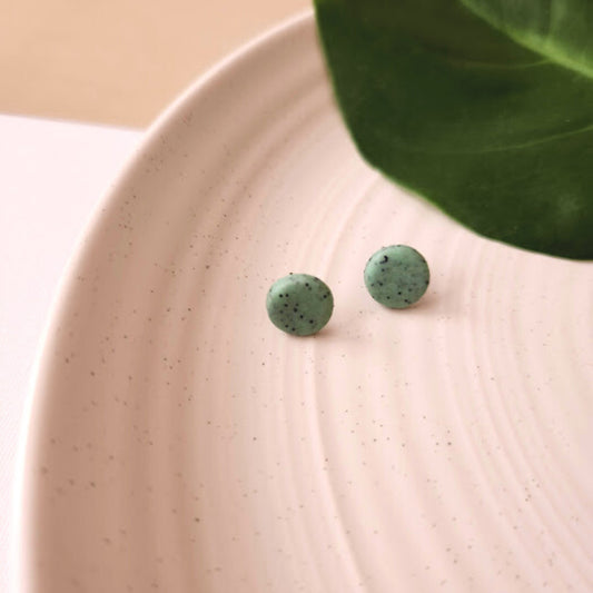 The Renee Mint Colored Round Polymer Clay Stud Earrings