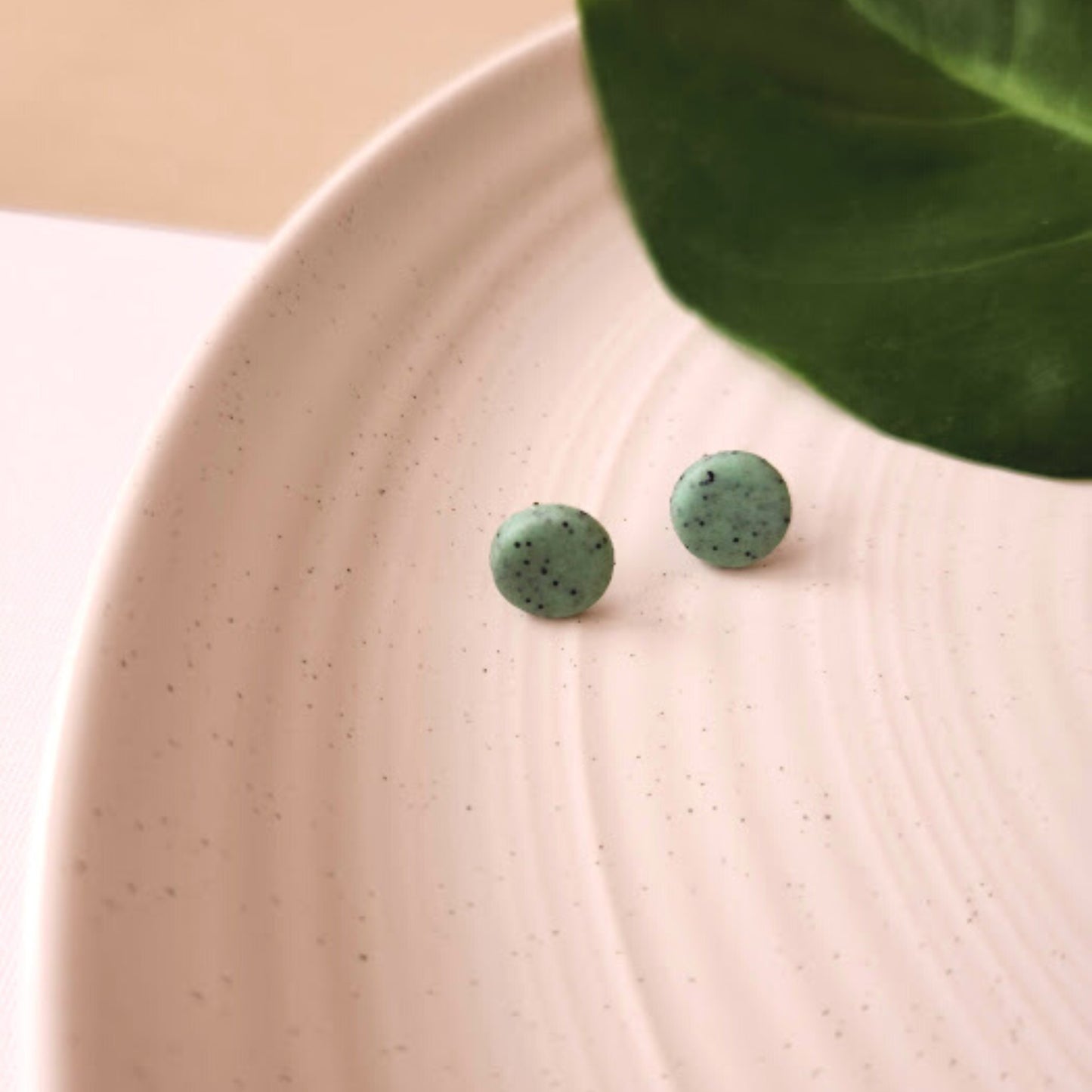 The Renee Mint Colored Round Polymer Clay Stud Earrings