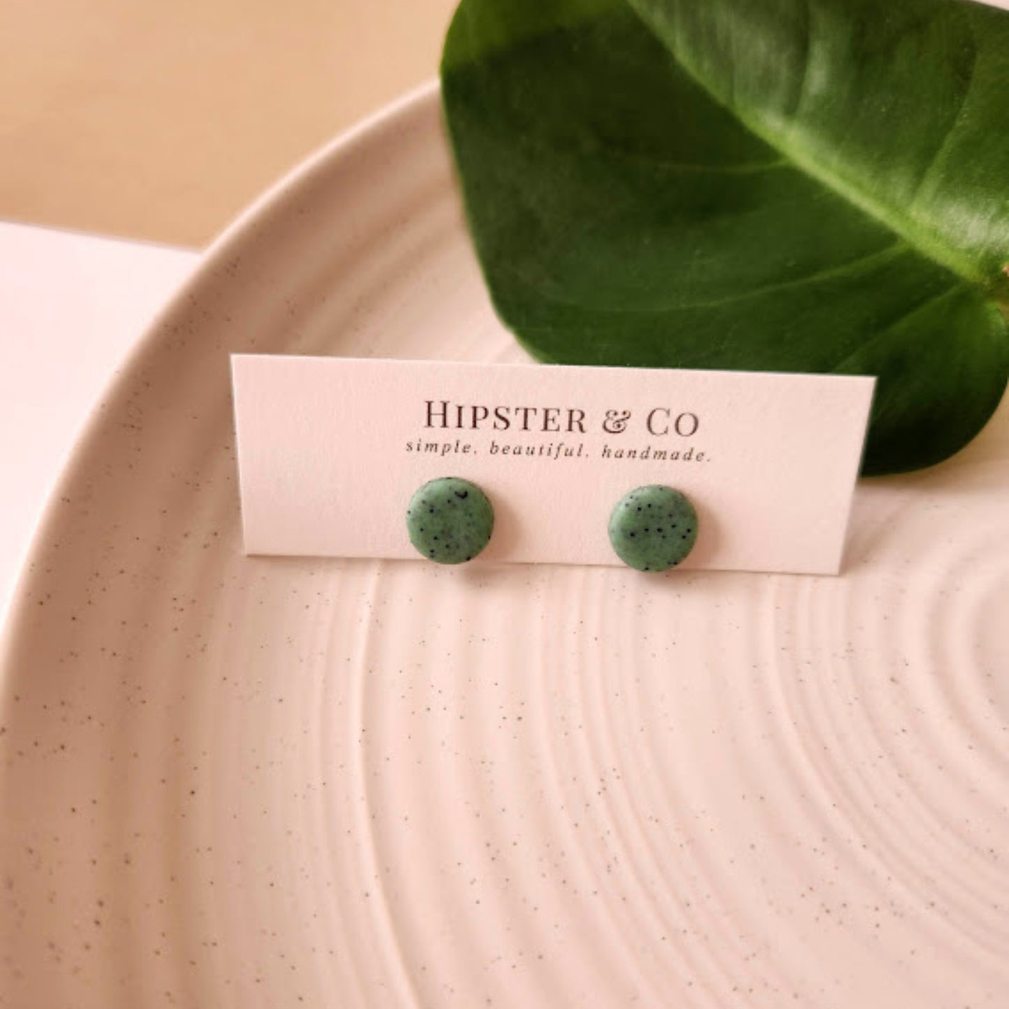 The Renee Mint Colored Round Polymer Clay Stud Earrings